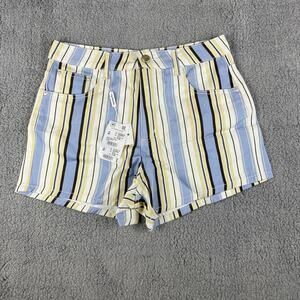 My Favorite Things Women's US 10 Blue Yellow Striped 1005 Cotton Bermuda Shorts